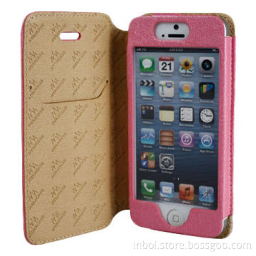 Leather Case for iPhone 5, Made of High-quality PU Leather, with Card Holder
